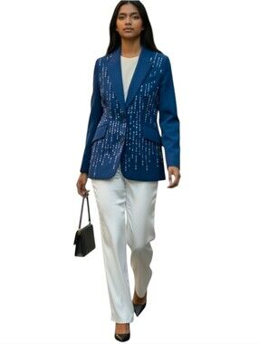 Carolina Herrera Blazer Jacket Blue Women's Size 10